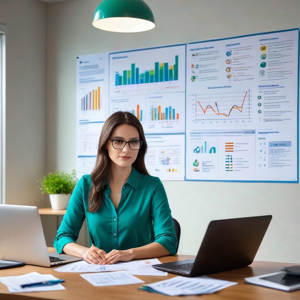 A confident individual analyzing various insurance policies laid out on a table, surrounded by vibrant infographics highlighting key coverage options, with a light bulb symbolizing ideas above their head. A calculator and a laptop are in view, representing research and strategies in decision-making. The background is a blend of soft blue and green tones, representing trust and clarity in insurance. super-realistic. vibrant colors. 3D.